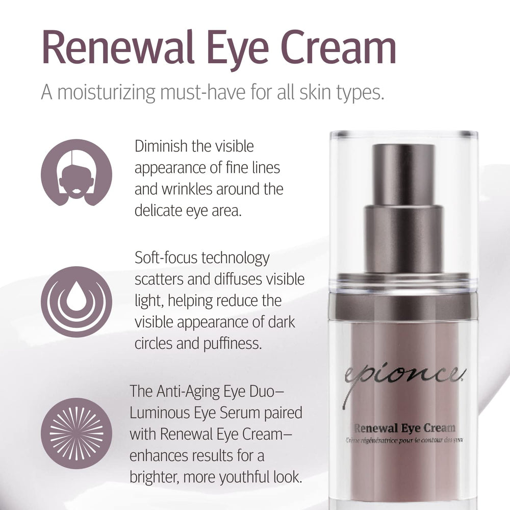 Epionce Renewal Eye Cream close-up texture showing a smooth, non-greasy formula.