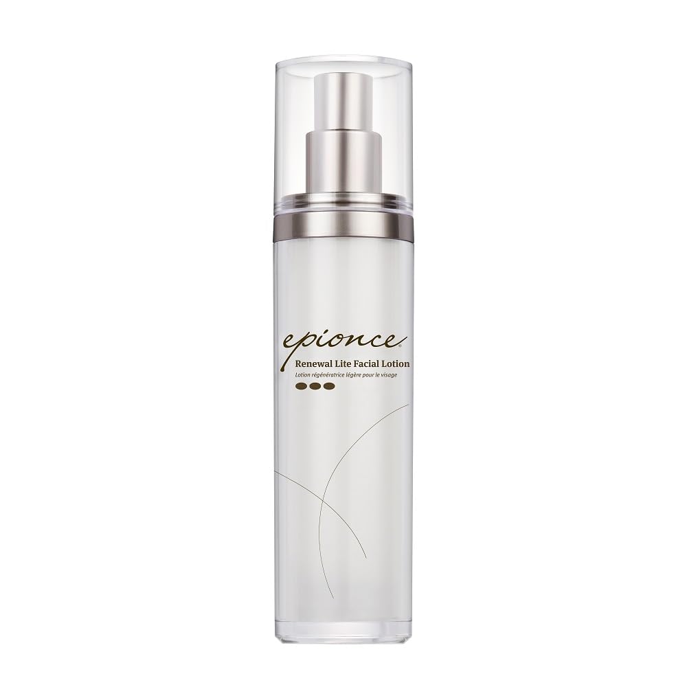 Epionce Renewal Lite bottle with pump for lightweight hydration on oily skin.
