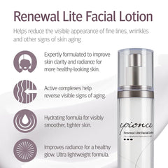 Close-up of Epionce Renewal Lite lotion texture for quick absorption.