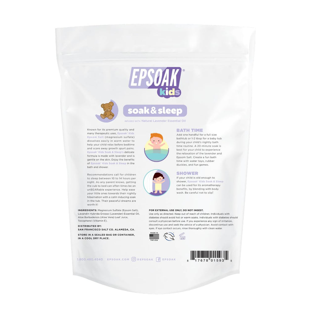 Epsoak Kids: etiqueta con lavanda para cuidado suave de la piel