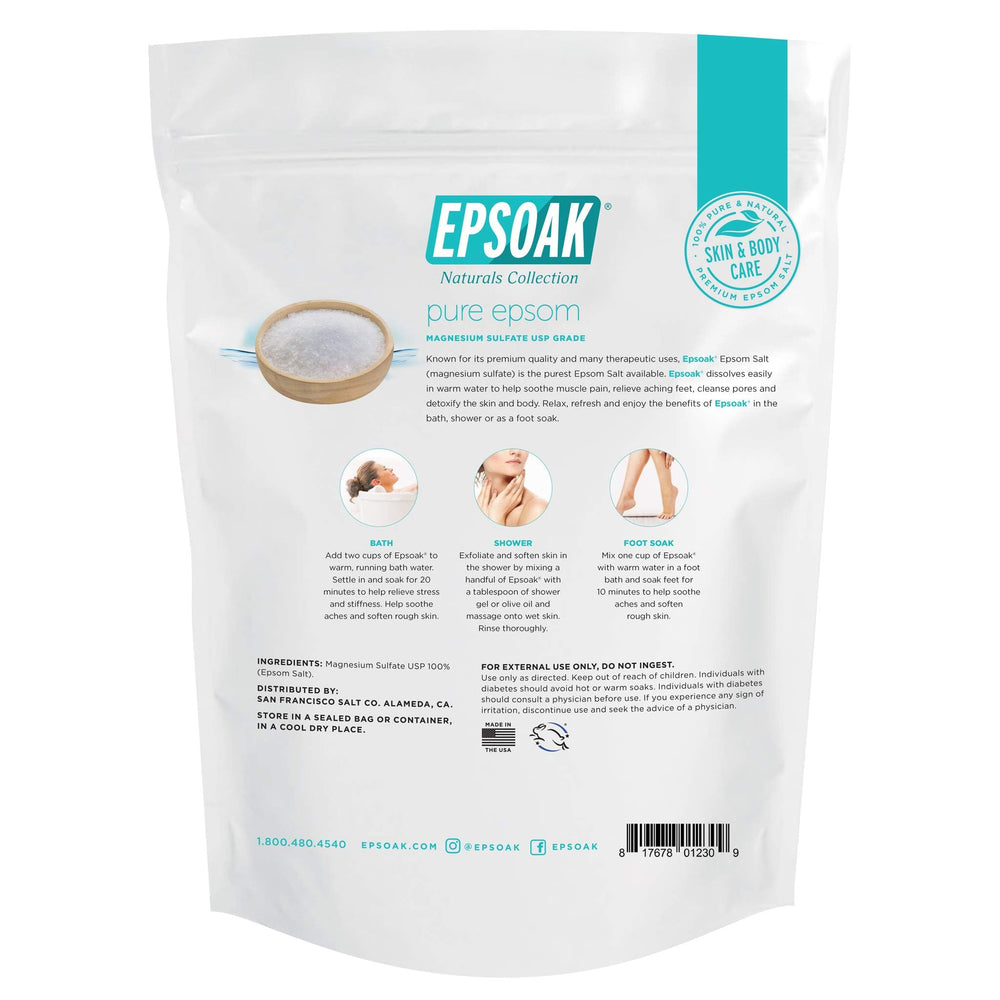 Epsoak para baño en casa, disolución rápida en tina para relajación.
