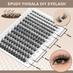 EPUDY FIHSALA 156pcs lash clusters pack enables versatile DIY layering.