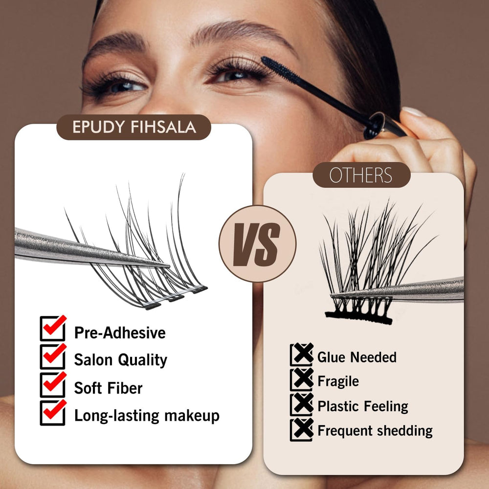 EPUDY FIHSALA cat-eye look using 10–12 mm lashes.