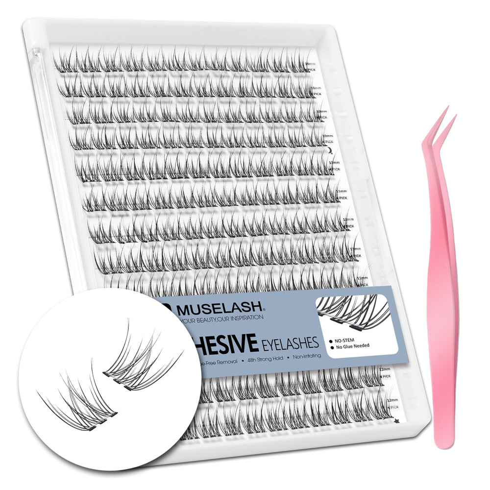 EPUDY FIHSALA self-adhesive lash clusters no stem close-up for natural wispy effect.