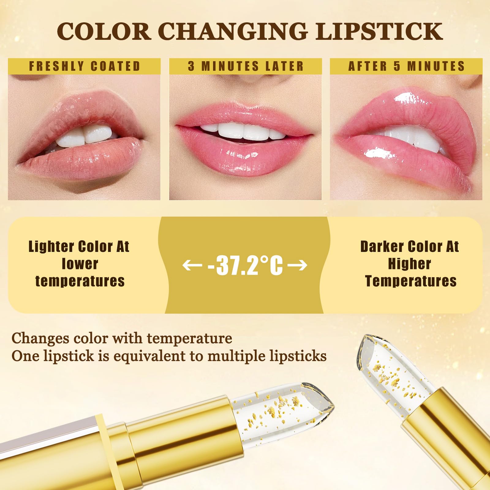 Eqimznv labial cambio-color dos-piezas: hidratación de 24 horas para labios suaves.