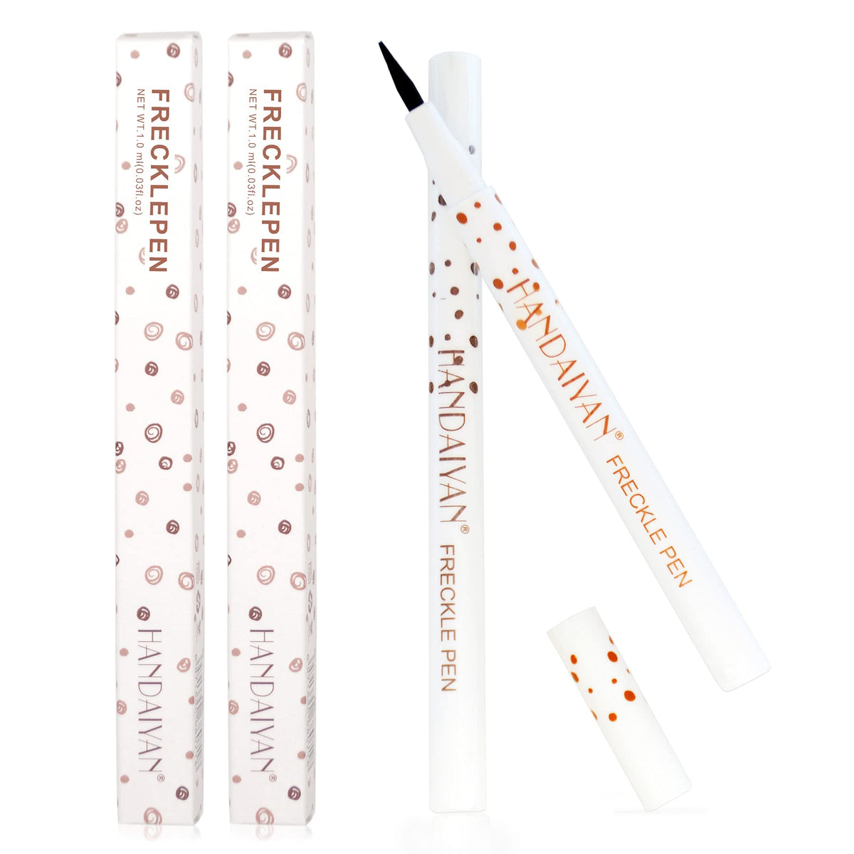 Equusecured Freckle Pen Light Brown swatches for skin-tone matching.