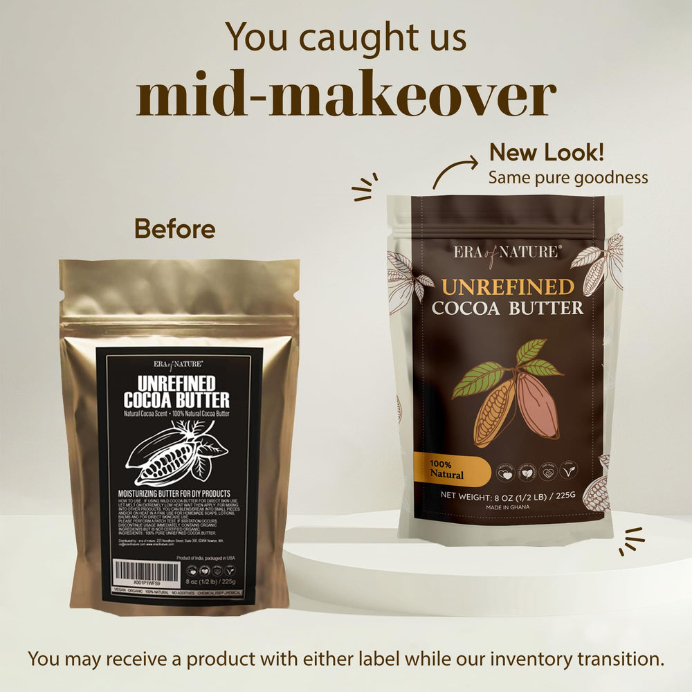 Era of Nature Cocoa Butter Raw melts on skin for easy DIY body care.