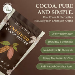 Era of Nature Cocoa Butter Raw sealed pouch demonstrates convenient storage and pure, additive-free nourishment.