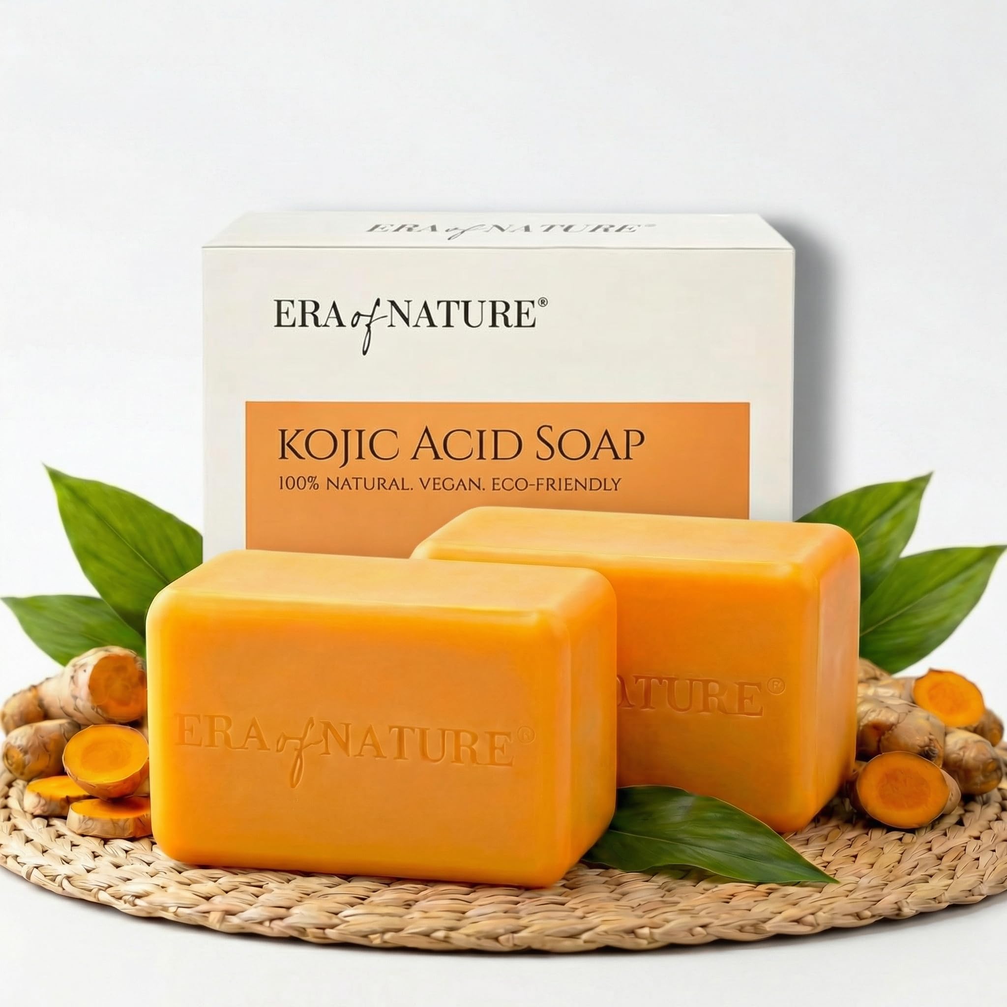 Era of Nature jabon-curcuma-kojico-vitamina-c barra-1: tono suave y piel fresca