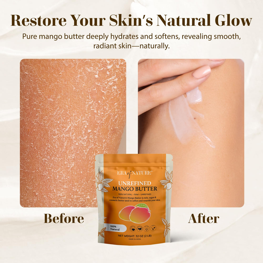 Era of Nature Mango Butter Block hair conditioning shot, supports smoothing and conditioning.