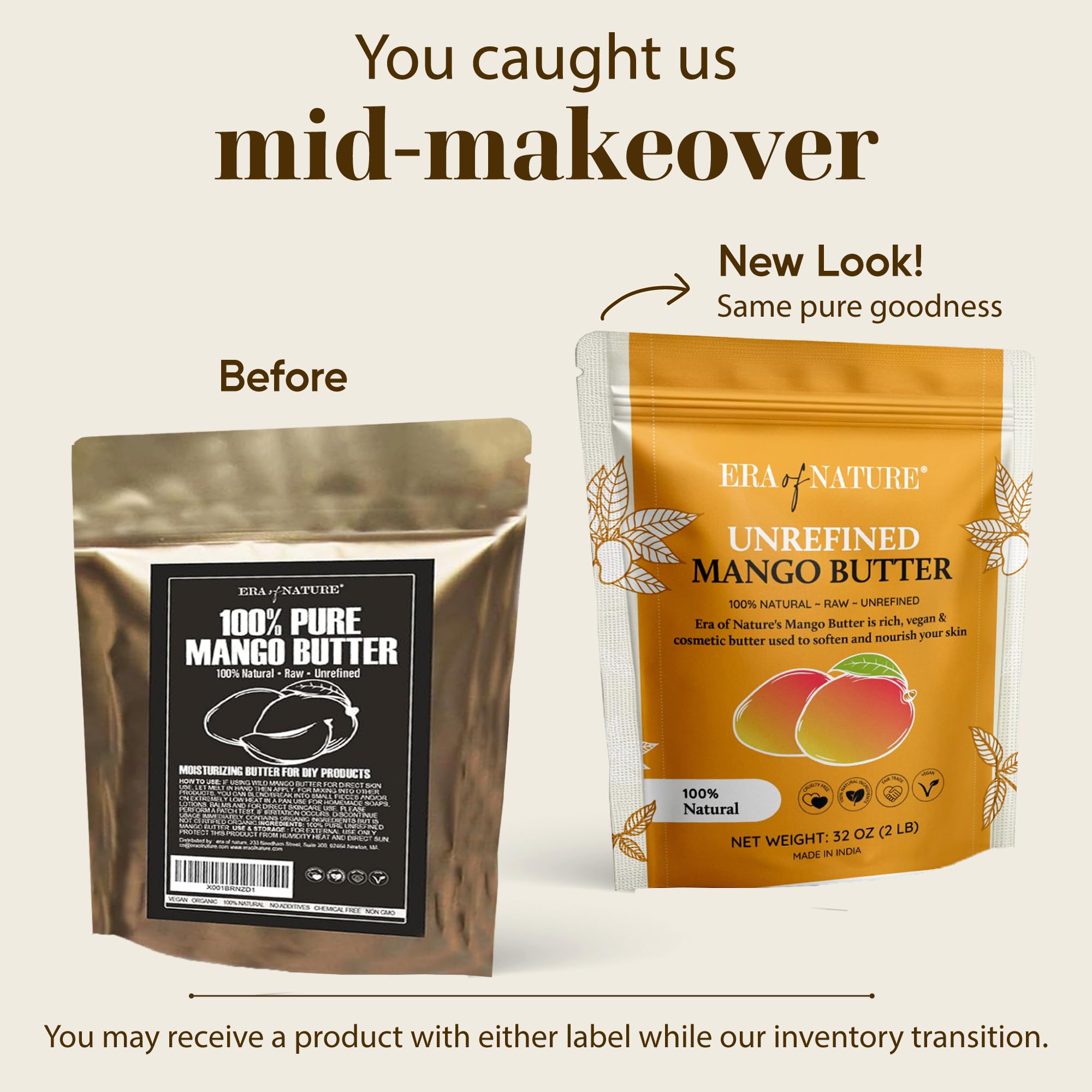 Era of Nature Mango Butter Block packaging, eco-friendly and farmer-supportive.