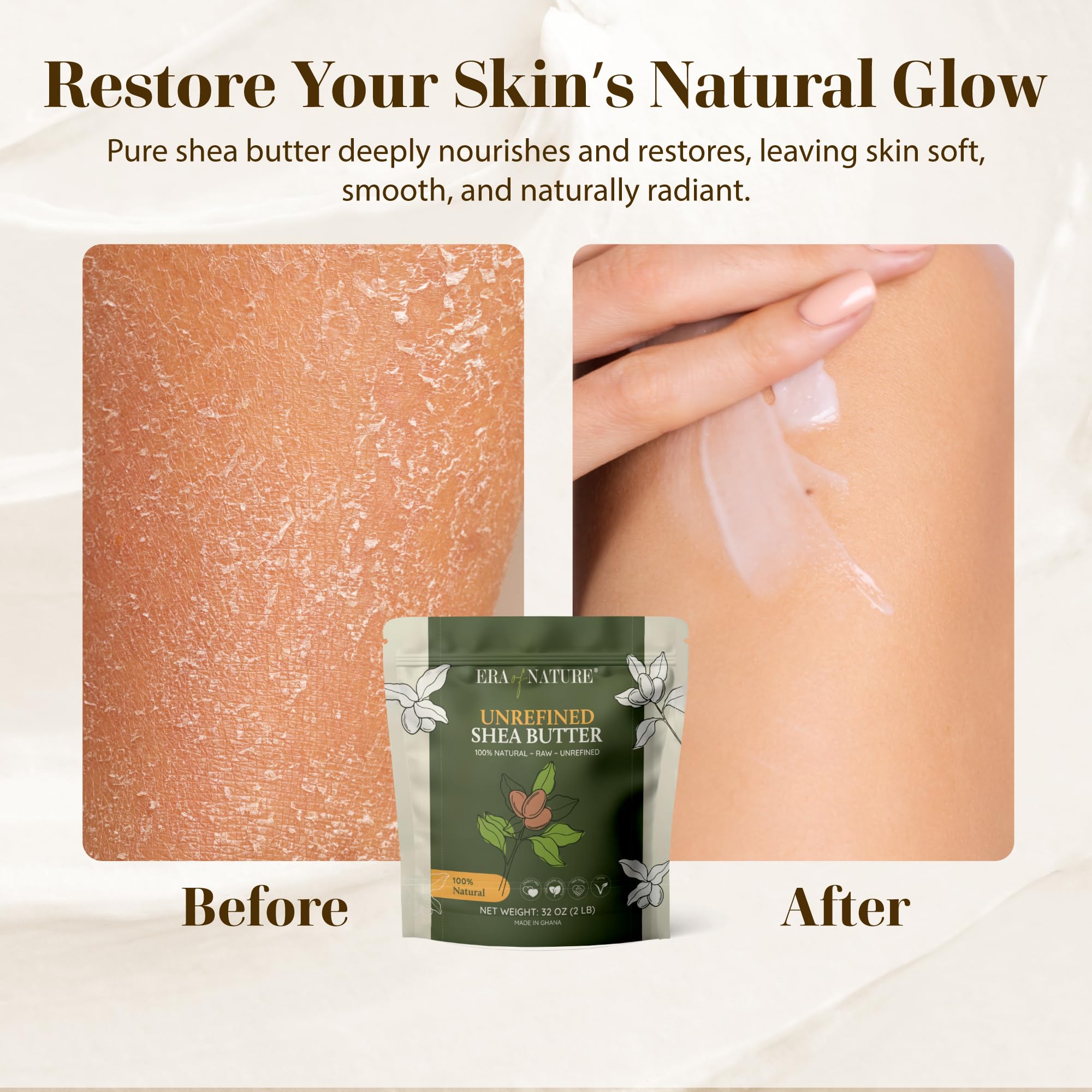 Era of Nature ivory white shea butter in a bowl for lotion base.