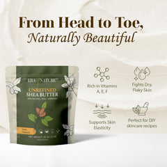 Era of Nature raw unrefined shea butter pour showing creamy texture for DIY base.