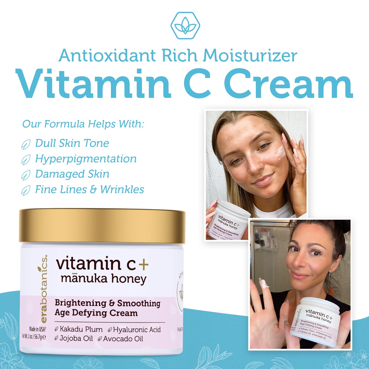Era Organics Aplicacion crema: textura ligera sin sensación grasa al aplicar