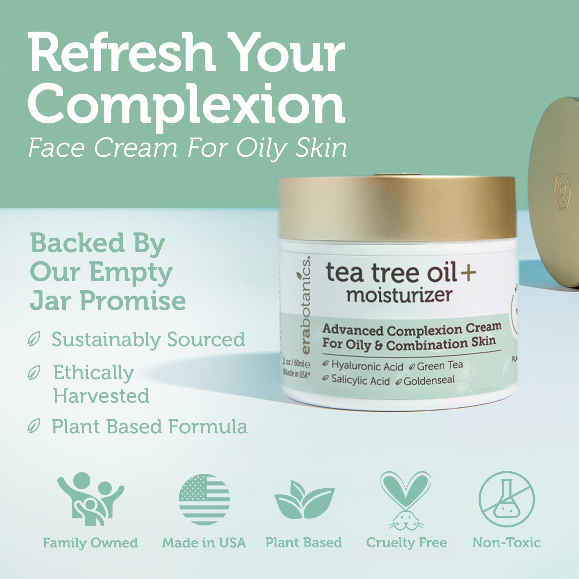 Era Organics crema arbol de te - aplicación suave en el rostro.