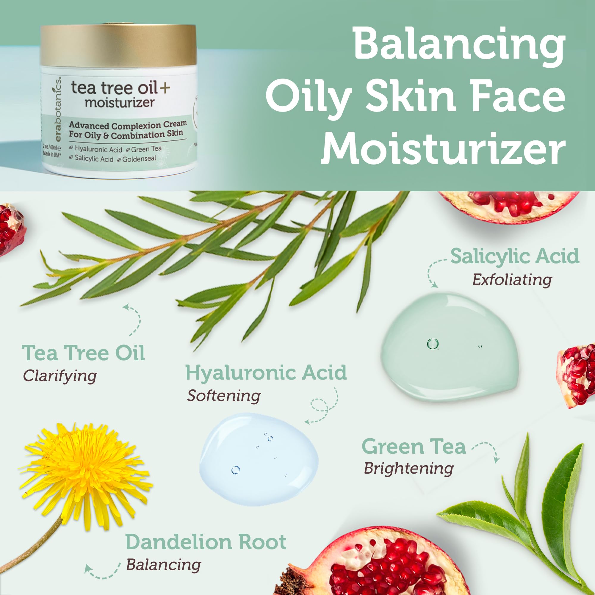 Era Organics crema arbol de te - ingredientes clave para piel equilibrada.