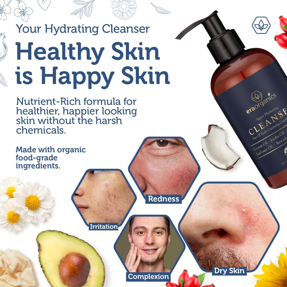 Era Organics limpiador facial de textura cremosa, ideal para uso diario.