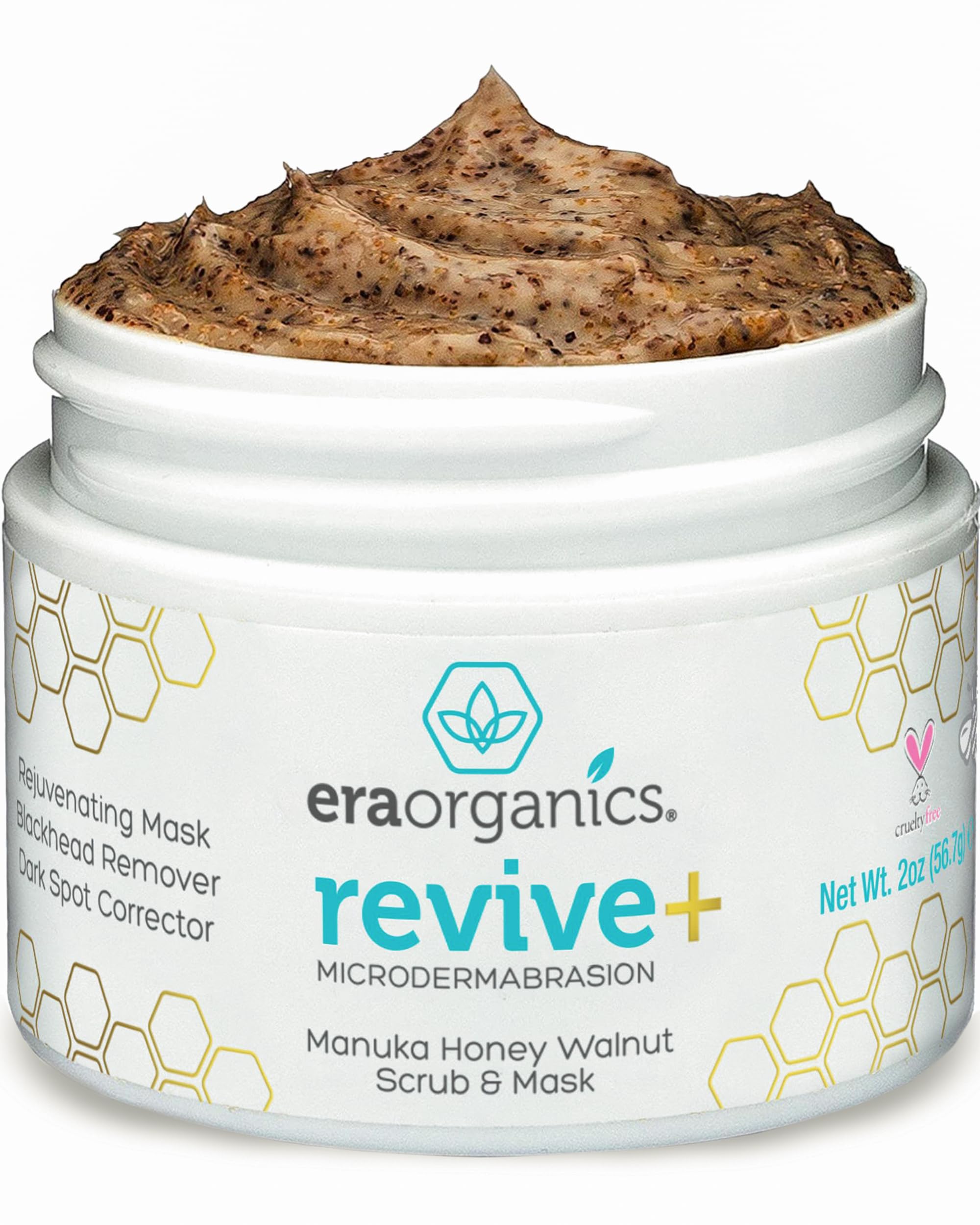 Era Organics exfoliante facial Manuka miel frasco: exfoliación suave para piel sensible.
