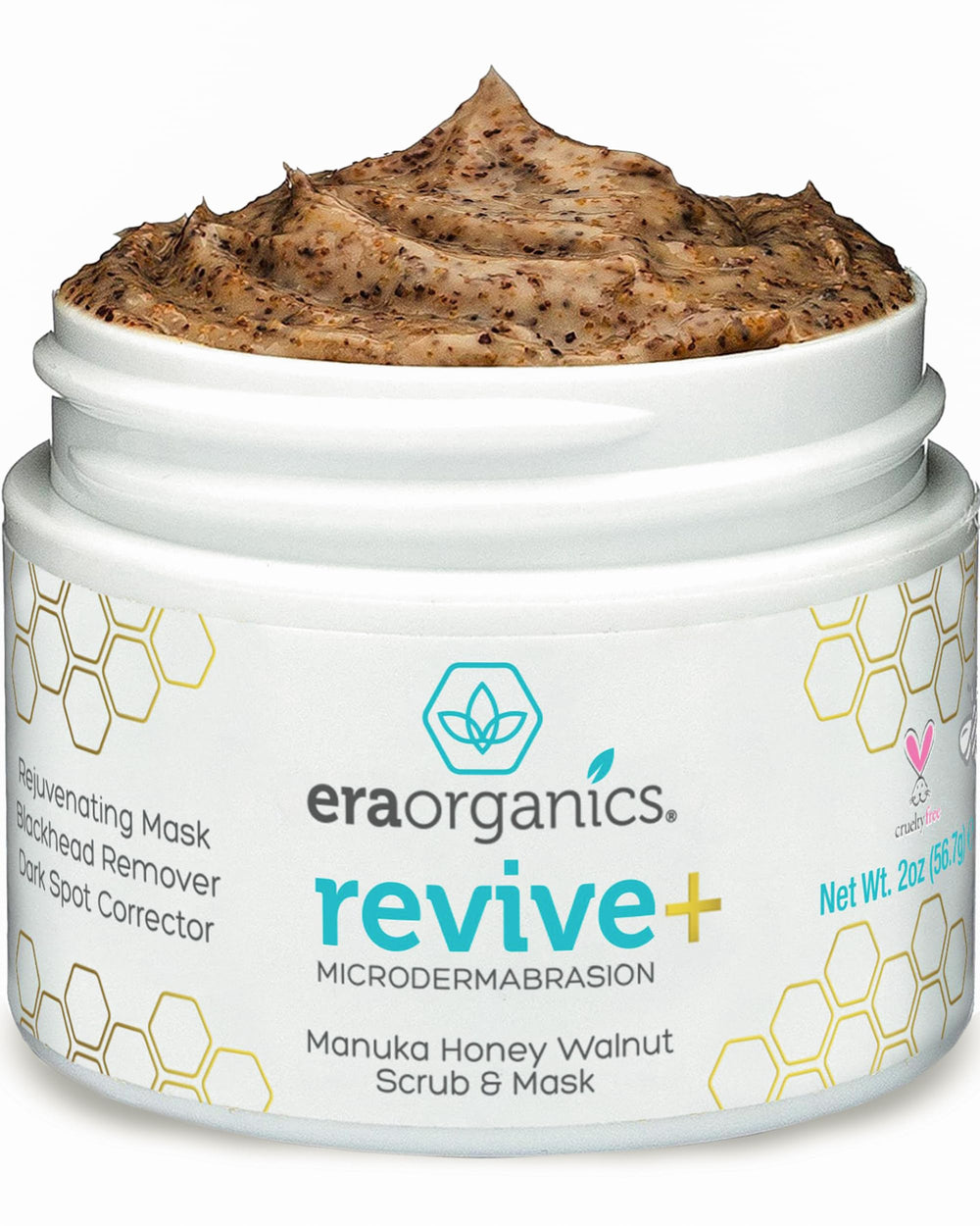 Era Organics exfoliante facial Manuka miel frasco: exfoliación suave para piel sensible.