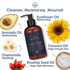 Era Organics jabon facial para piel sensible, limpieza suave y balance.