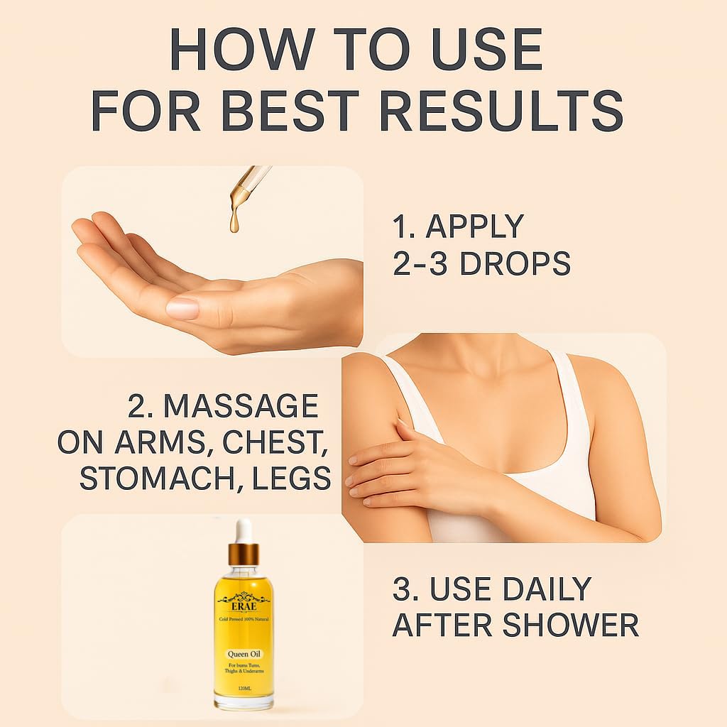 ERAE Queen Body Oil label and ingredients close-up.