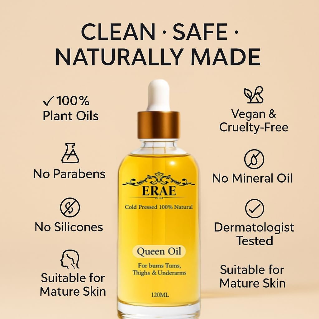ERAE Queen Body Oil being massaged into skin.