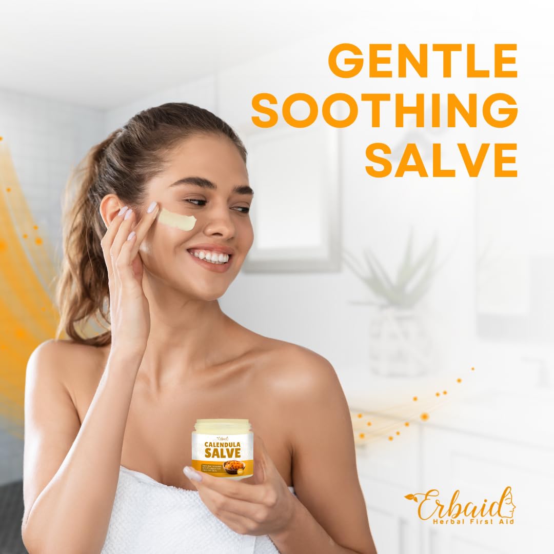 Erbaid Calendula lavender oil drops focus suggests calming natural fragrance and skin support.
