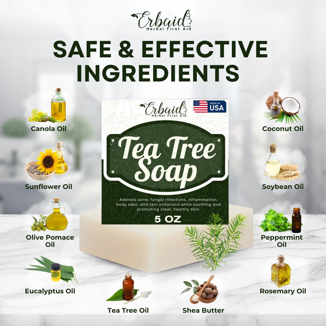 Erbaid Jabón Árbol de Té, aroma cítrico natural activa los sentidos.