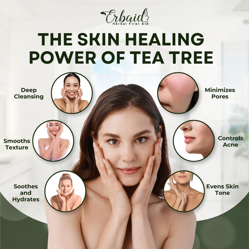 Erbaid Jabón Árbol de Té para cuerpo, limpieza refrescante diaria.