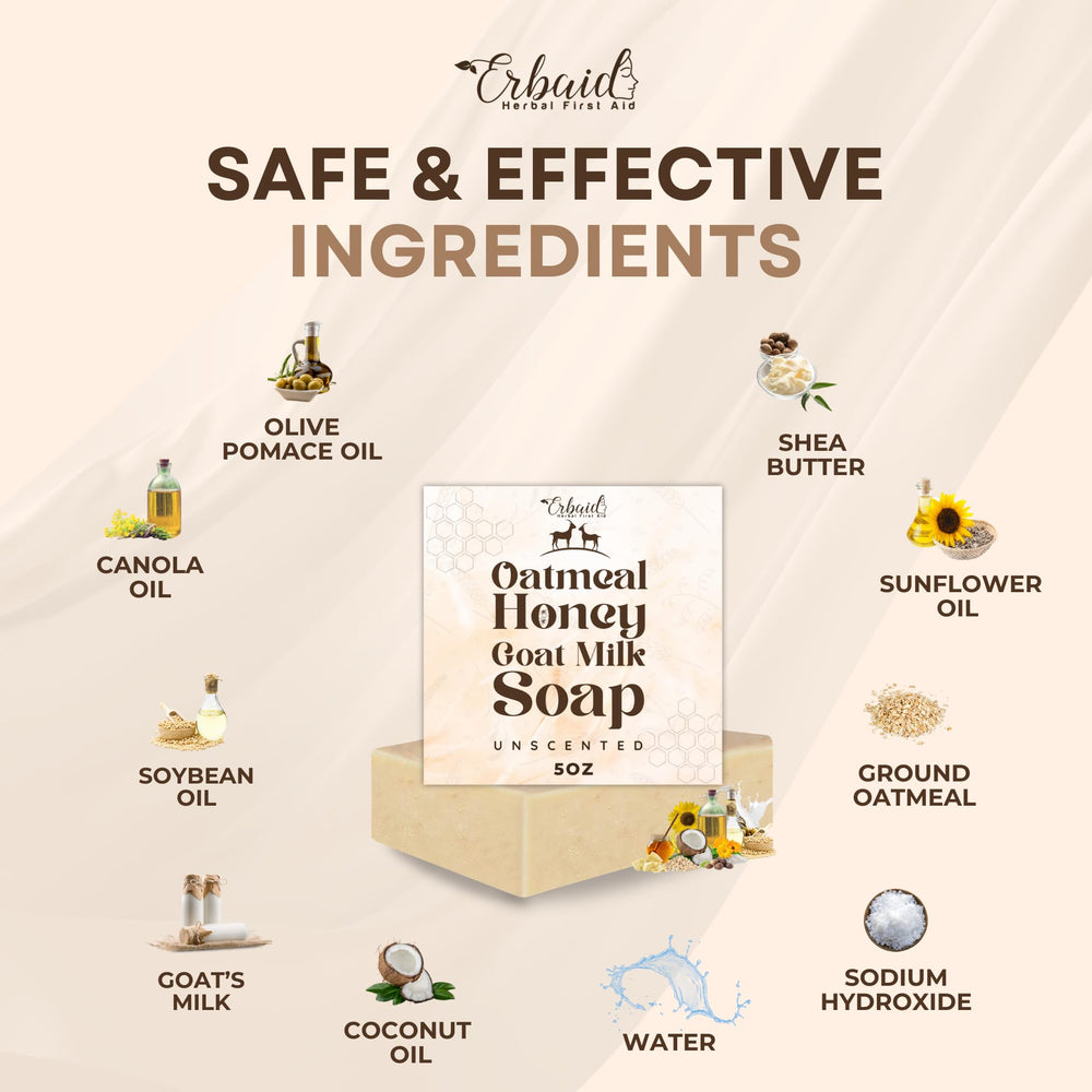 Erbaid Jabón Avena Miel – hecho en EE. UU., ingredientes naturales.