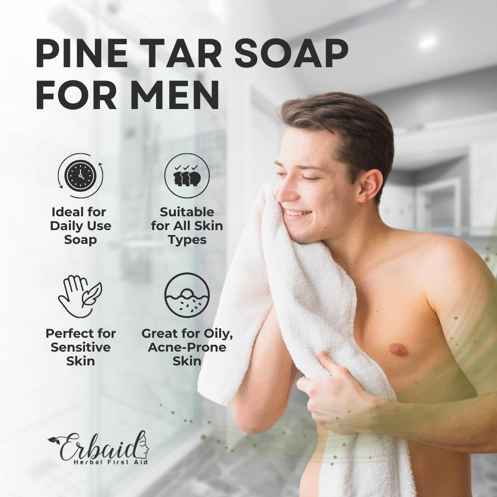 Erbaid Jabón de Pino Tar Uso facial: limpieza diaria para rostro