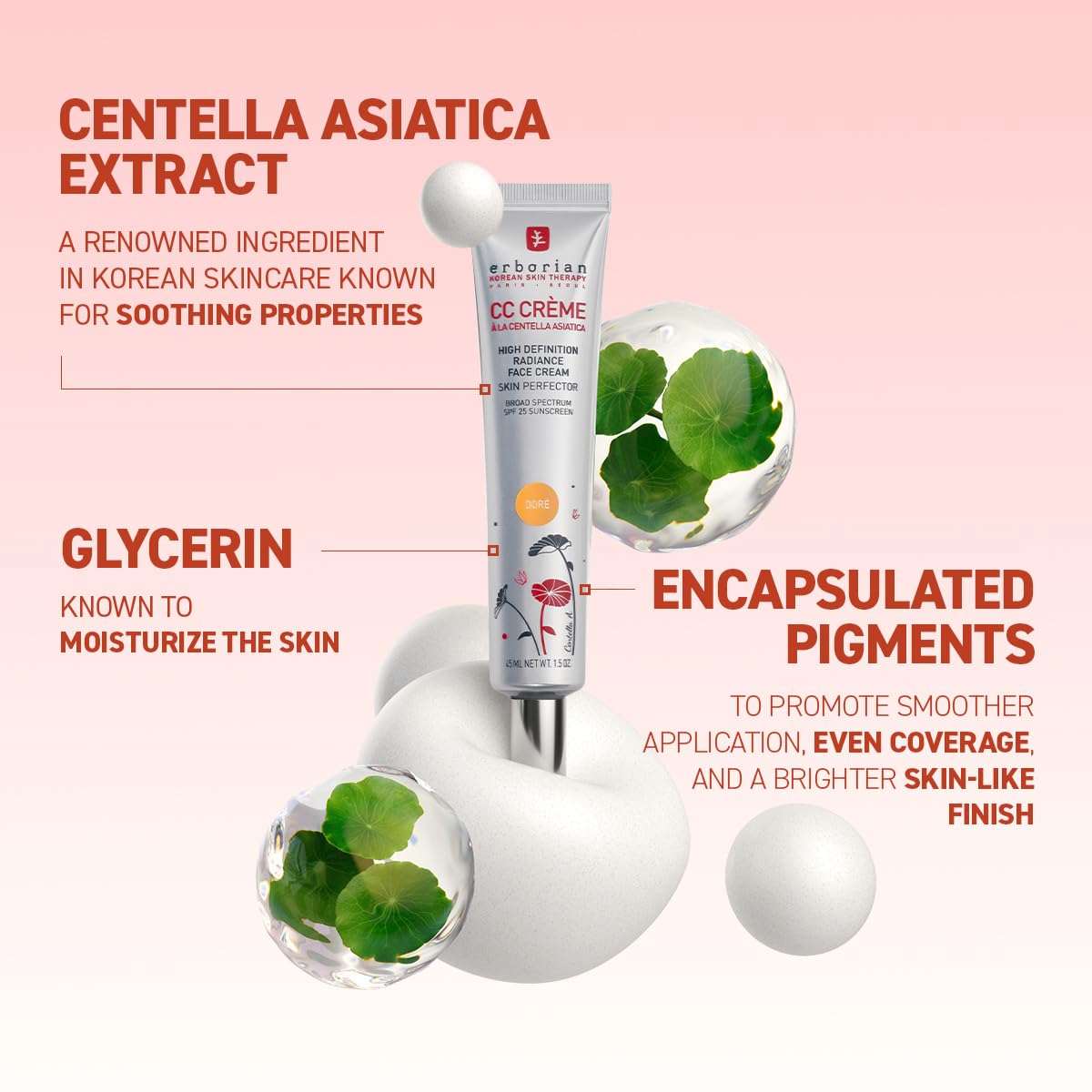 Erborian CC Cream SPF 25 tube provides daily sun protection with a natural glow.