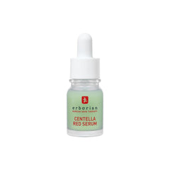 Erborian Centella Red Serum: botella elegante para cuidado diario y calmante de irritaciones.