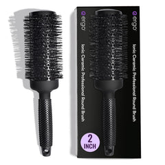 ERGO Ceramic Ionic Round Brush blowout closeup for salon-quality results.