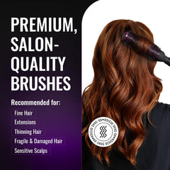 ERGO brush with seamless handle design prevents snagging during styling.