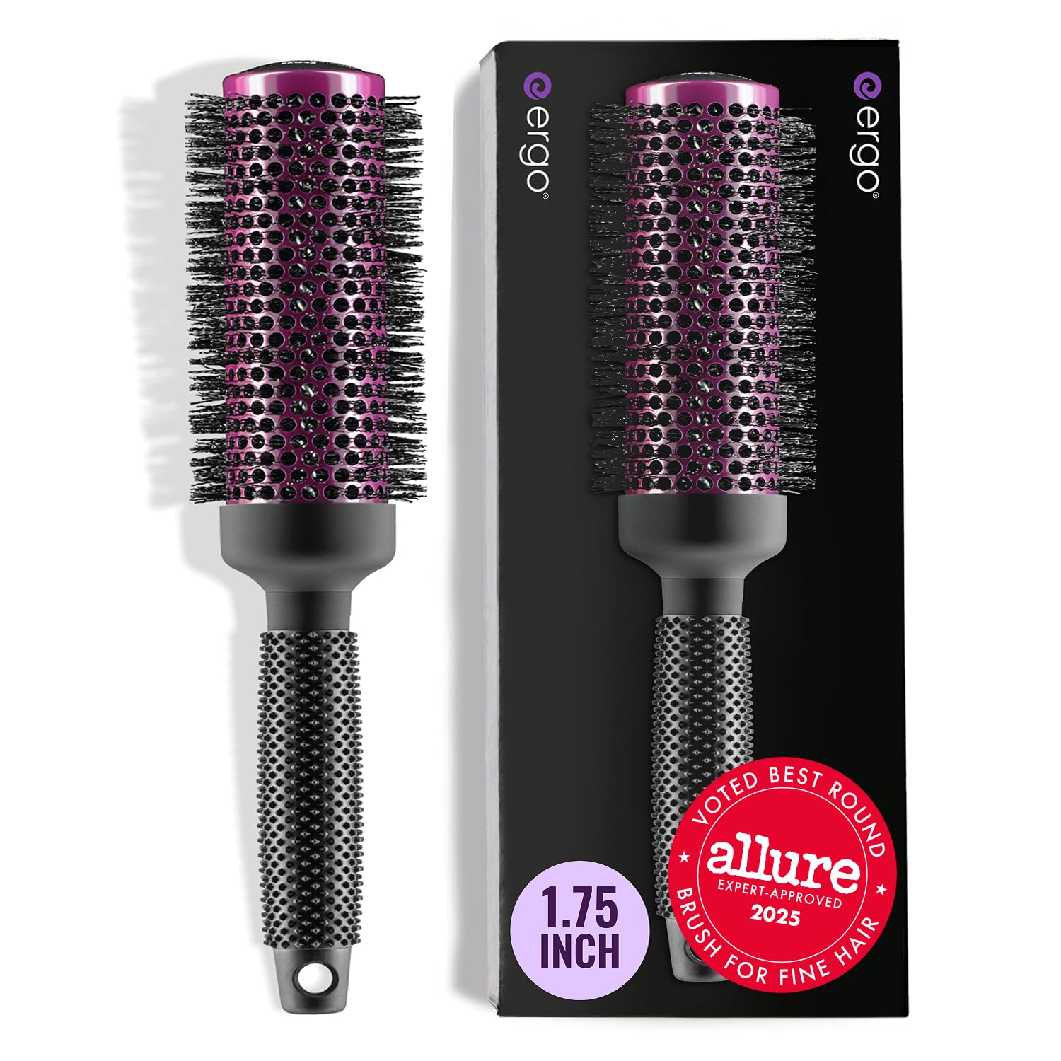 ERGO Super Gentle Round Brush bristles close-up for gentle, snag-free styling.