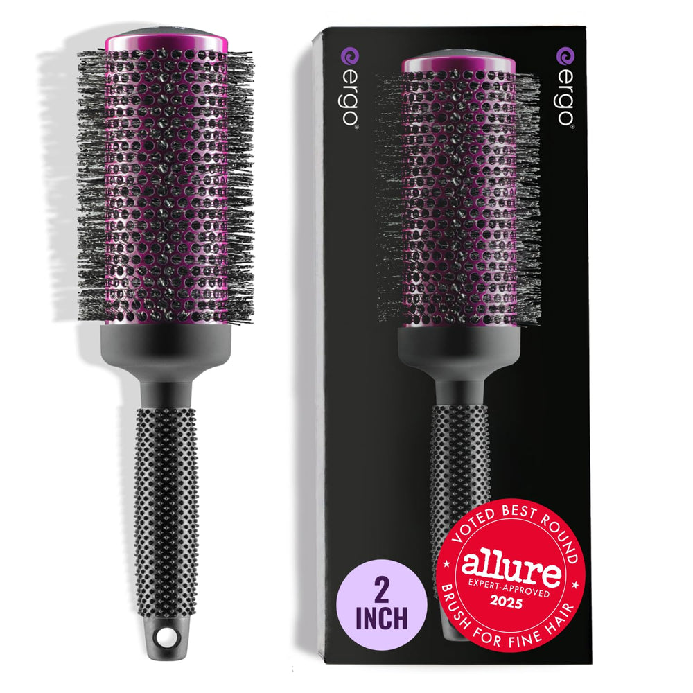 ERGO Super Gentle Round Brush close-up on bristles for gentle detangling in delicate hair.