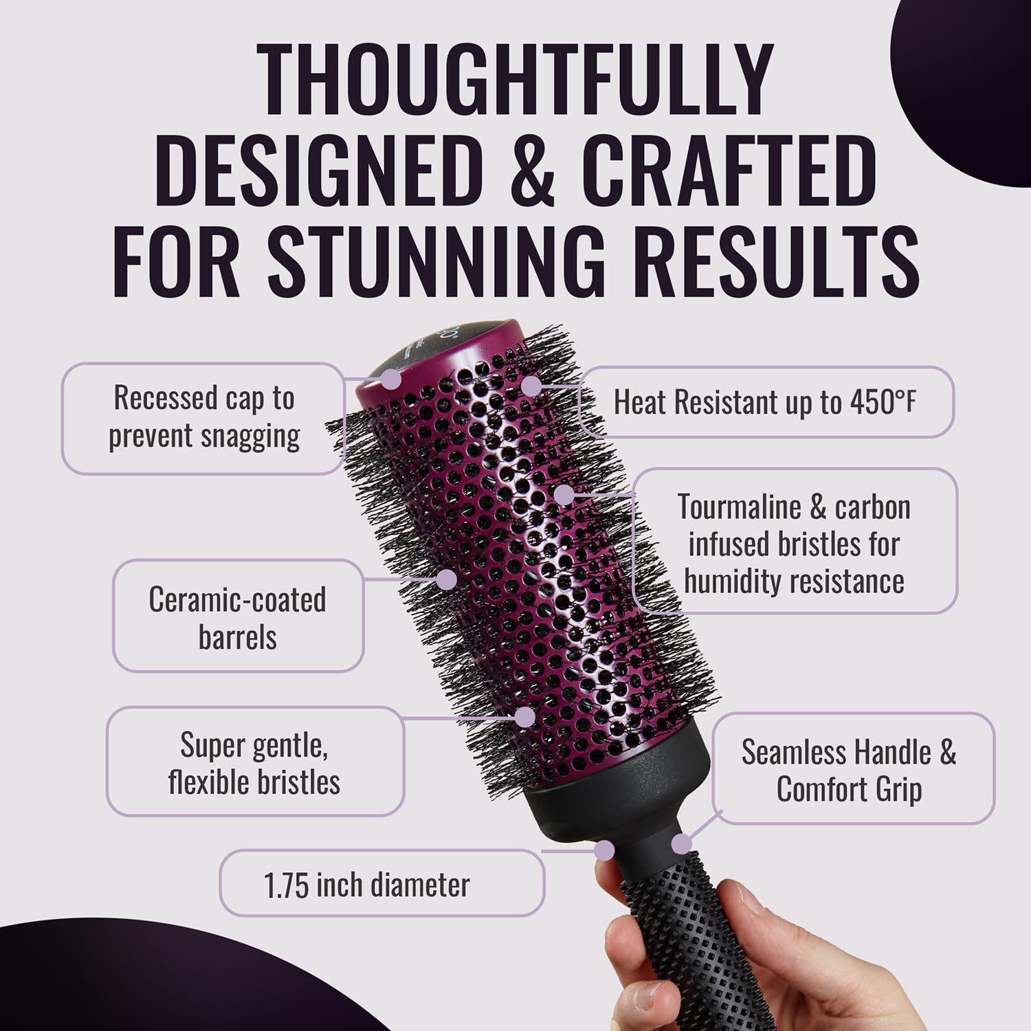 ERGO Super Gentle Round Brush suitable for versatile wet and dry styling.