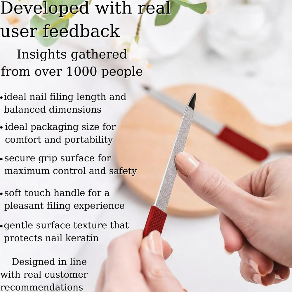 Ergonomic non-slip handle provides a comfortable, secure grip during mani-pedi sessions.