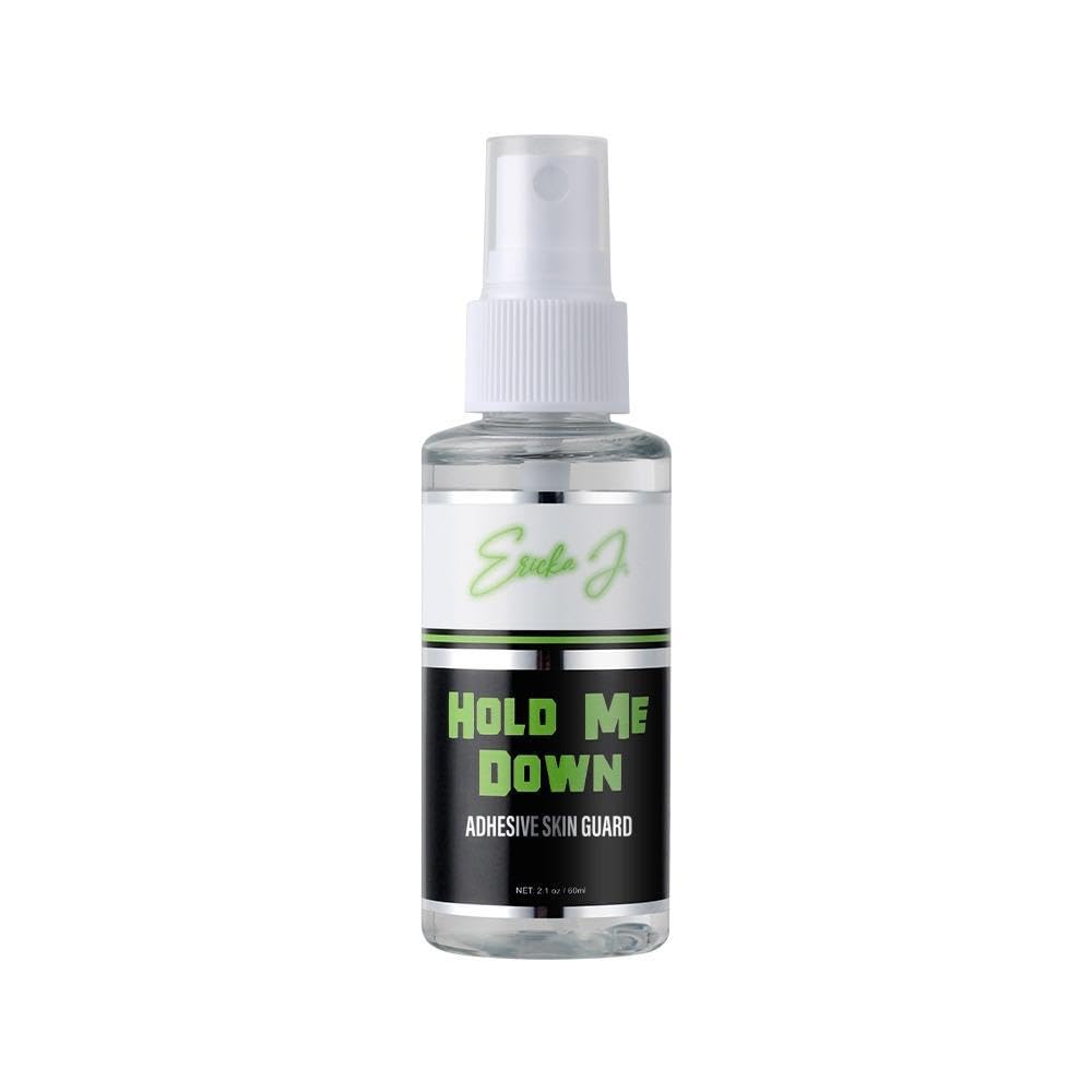 Ericka J Hold Me Down bottle shows protective barrier for comfortable wig installations.