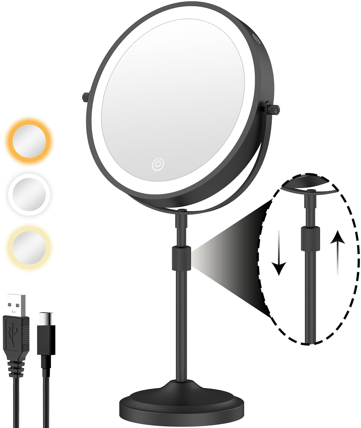 Erlingeryi 9-inch lighted mirror with 1x/10x magnification for precise makeup application.