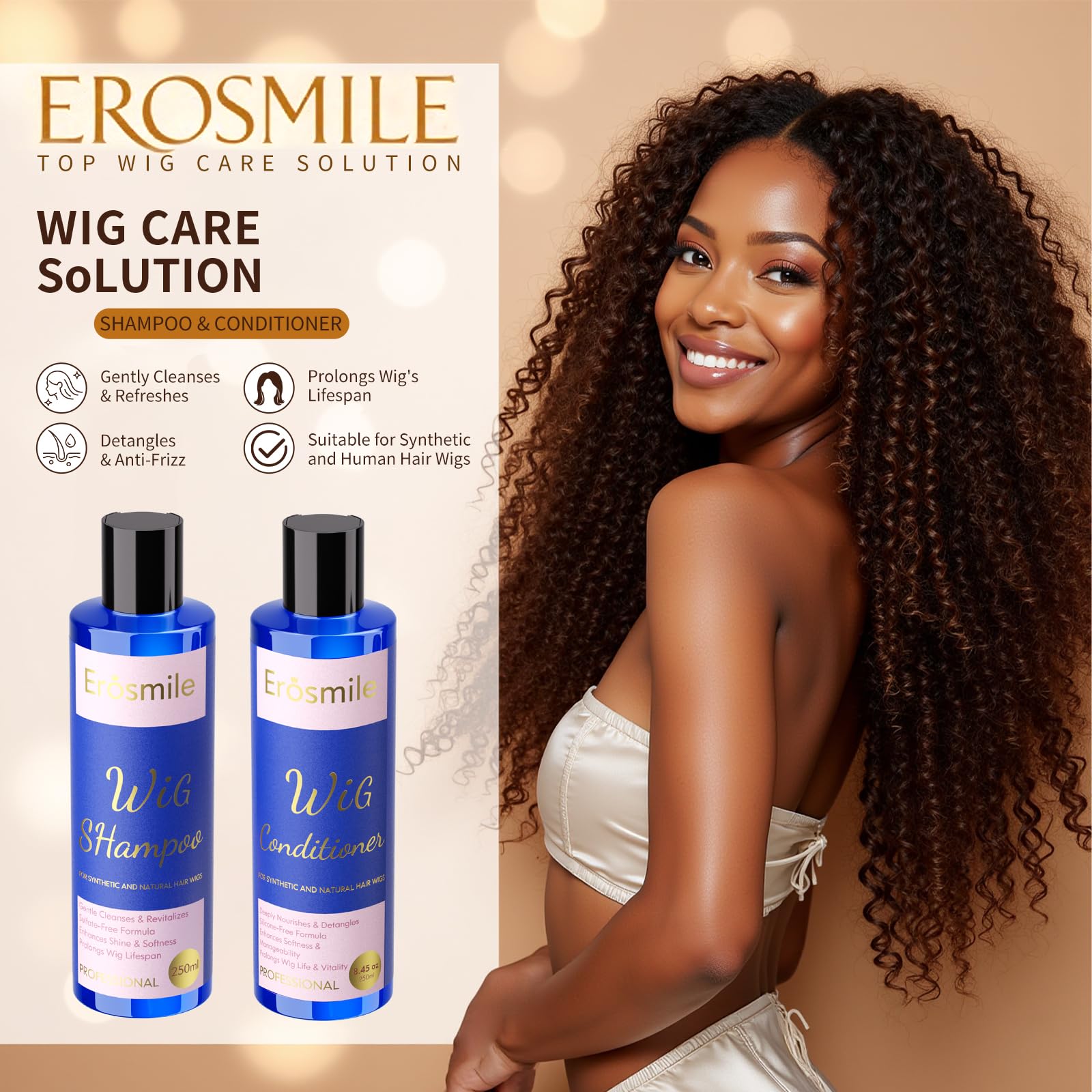 EROSMILE acondicionador para peluca, nutre intensamente y desenreda con delicadeza