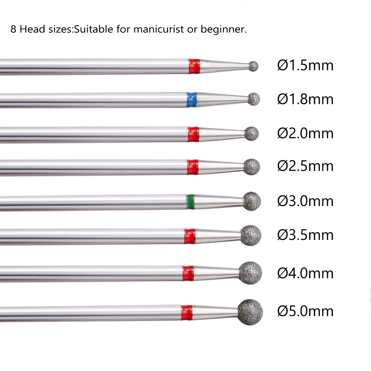 ERUIKA ball head nail drill bit 1.8mm diameter for shaping and polishing