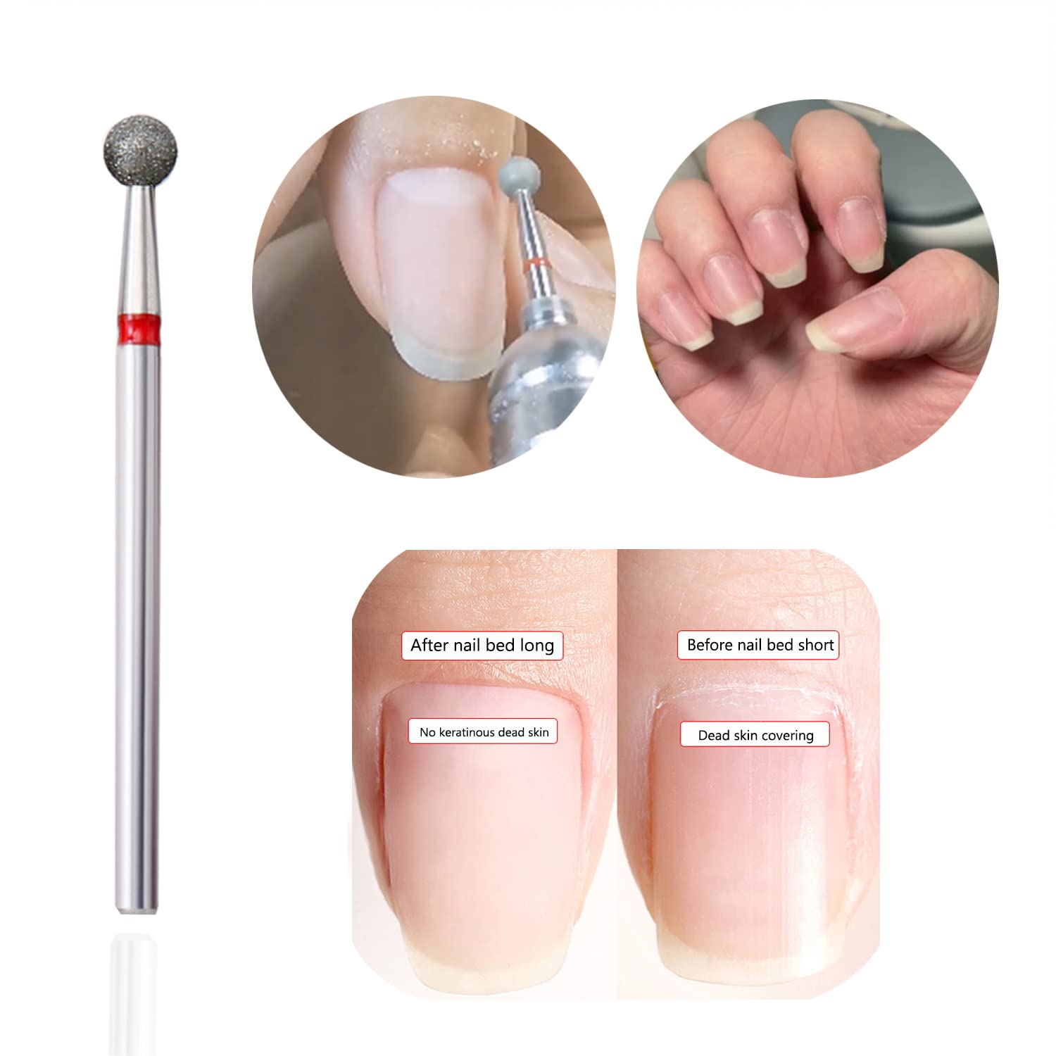 ERUIKA ball head nail drill bit 2.0mm diameter for dead skin removal