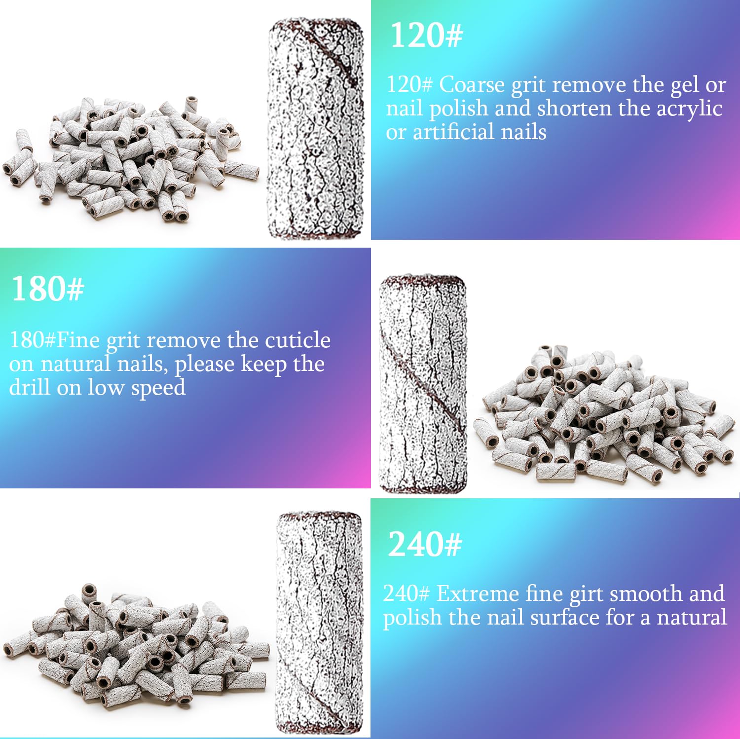 ERUIKA 180 grit sanding bands for smoother surfaces on natural nails