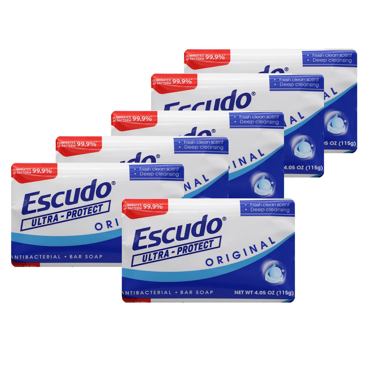 Escudo Ultra-Protect bar soap, front view, provides daily cleansing with a fresh scent.