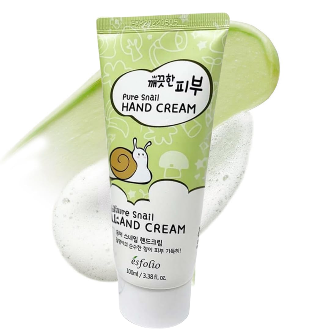 Esfolio crema de manos con mucina de caracol – foco en tubo, hidratación profunda.