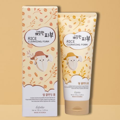 Esfolio Rice Cleansing Foam creamy-foam closeup reveals rich, soothing lather.