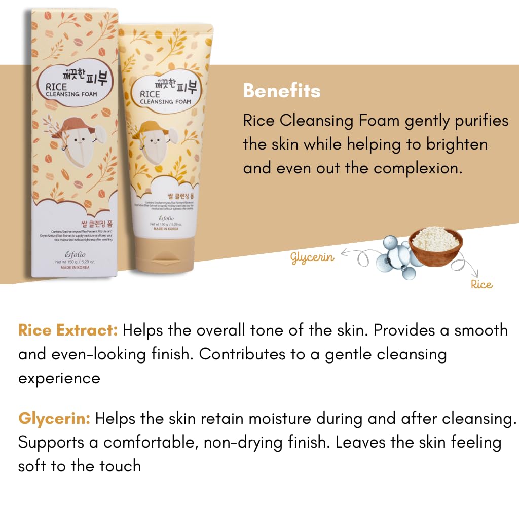 Esfolio Rice Cleansing Foam face-wash-setup supports a simple daily routine.