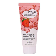 Esfolio Crema de Manos Dulce de Fresa, botella-verter, hidratación rápida para manos secas.
